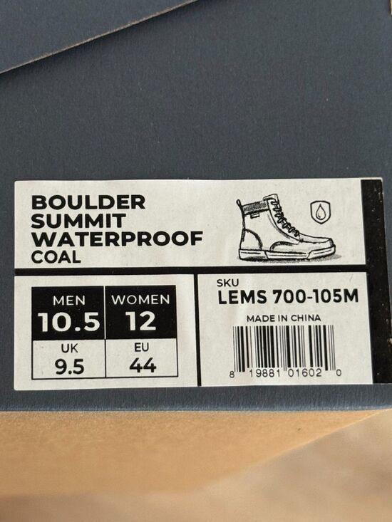 NEW Lems Men\'s Boulder Summit Waterproof Coal Size 10.5 main image 4